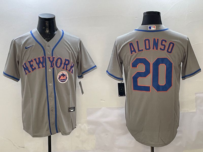 Men New York Mets 20 Alonso Grey Game 2025 Nike MLB Jersey style 6